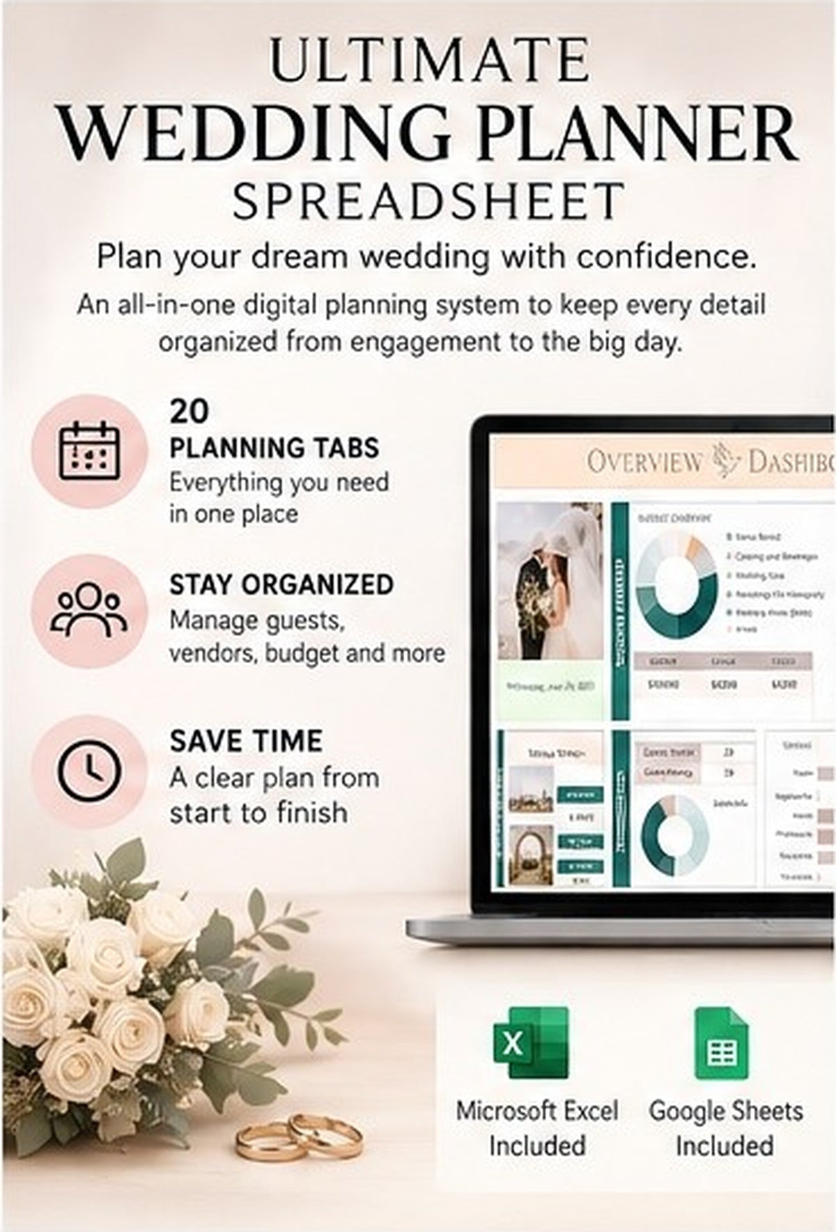 Ultimate Wedding Planner | Budget,Guest List,Seating Chart,Vendors & More-(v2.5 Latest)