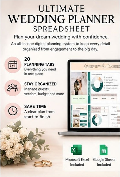 Ultimate Wedding Planner | Budget,Guest List,Seating Chart,Vendors & More-(v2.5 Latest)
