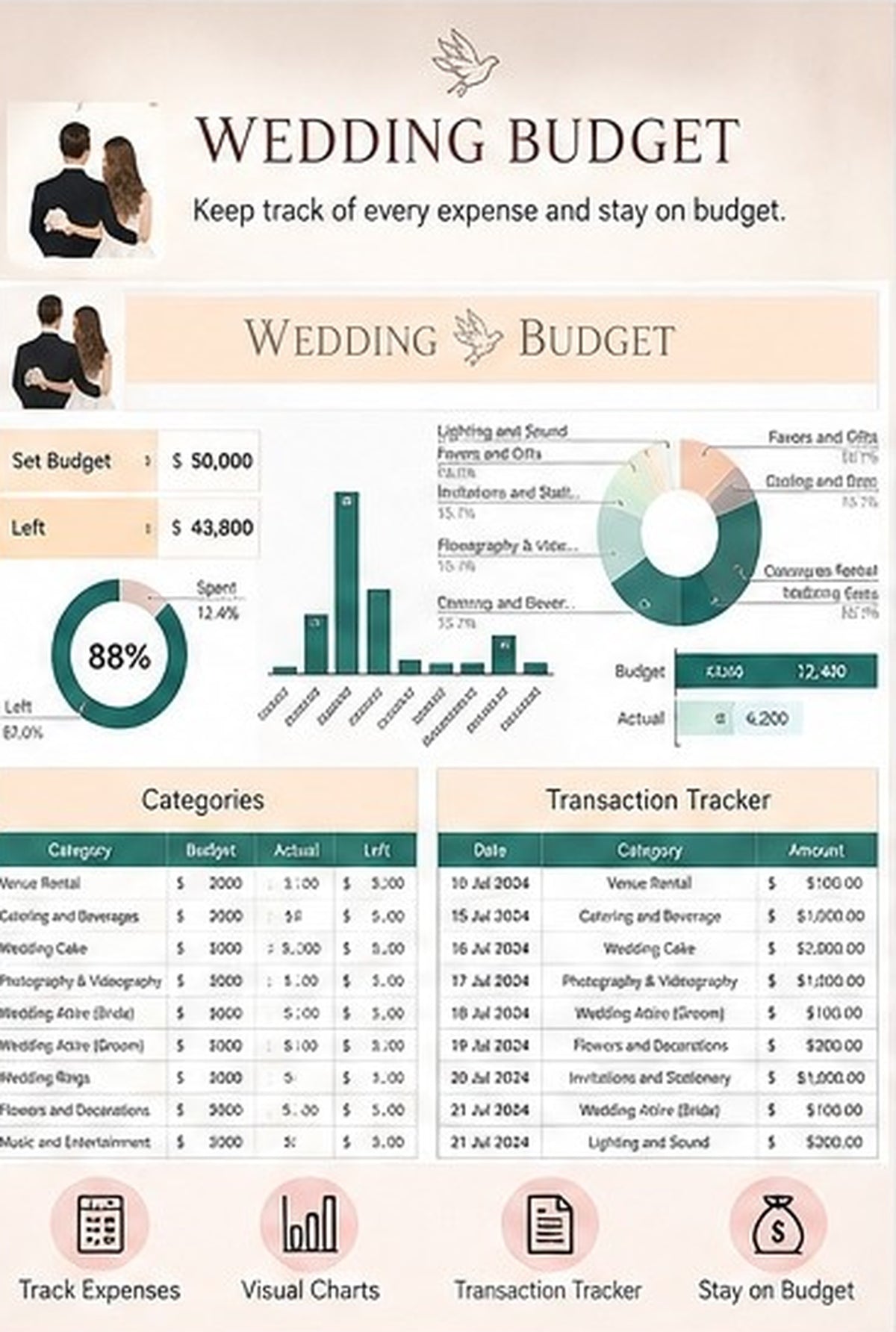 Ultimate Wedding Planner | Budget,Guest List,Seating Chart,Vendors & More-(v2.5 Latest)