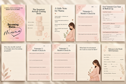 Becoming Mama: Pregnancy Journal | 35-Pages Printable Canva Template  Memory Book PDF