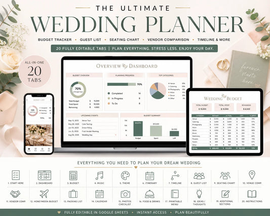 The Wedding Planner | Budget,Guest List,Seating Chart,Vendors & More...